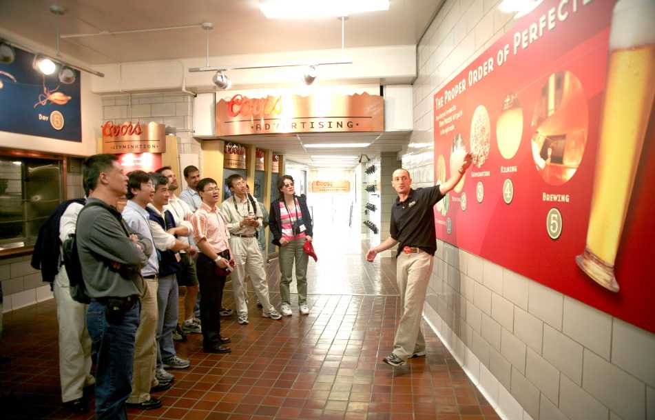 Guide teaches beer making at the Coors Brewery