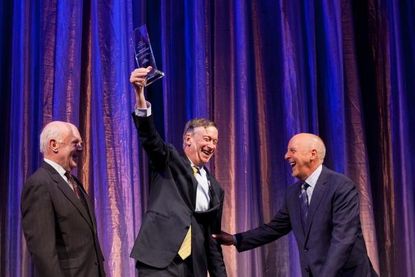 Hickenlooper winning award at 2019 Hall of Fame