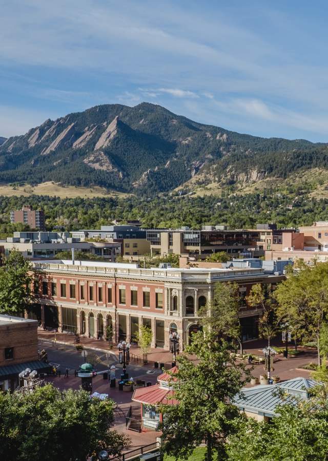 Boulder, Colorado, buildings and mountains