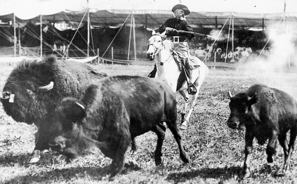 Buffalo Bill Cody riding in Wild West Show
