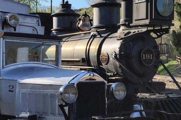 Two rail cars at Colorado Railroad Museum