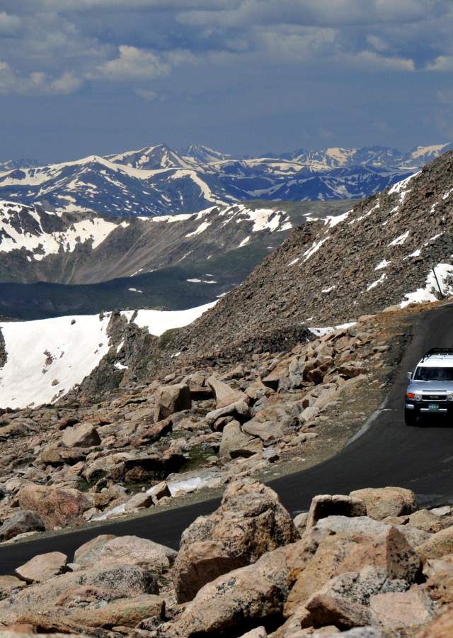 Driving to the summit of Mount Evans.
