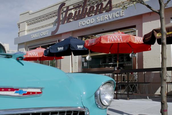 Old car in front of Steuben's diner